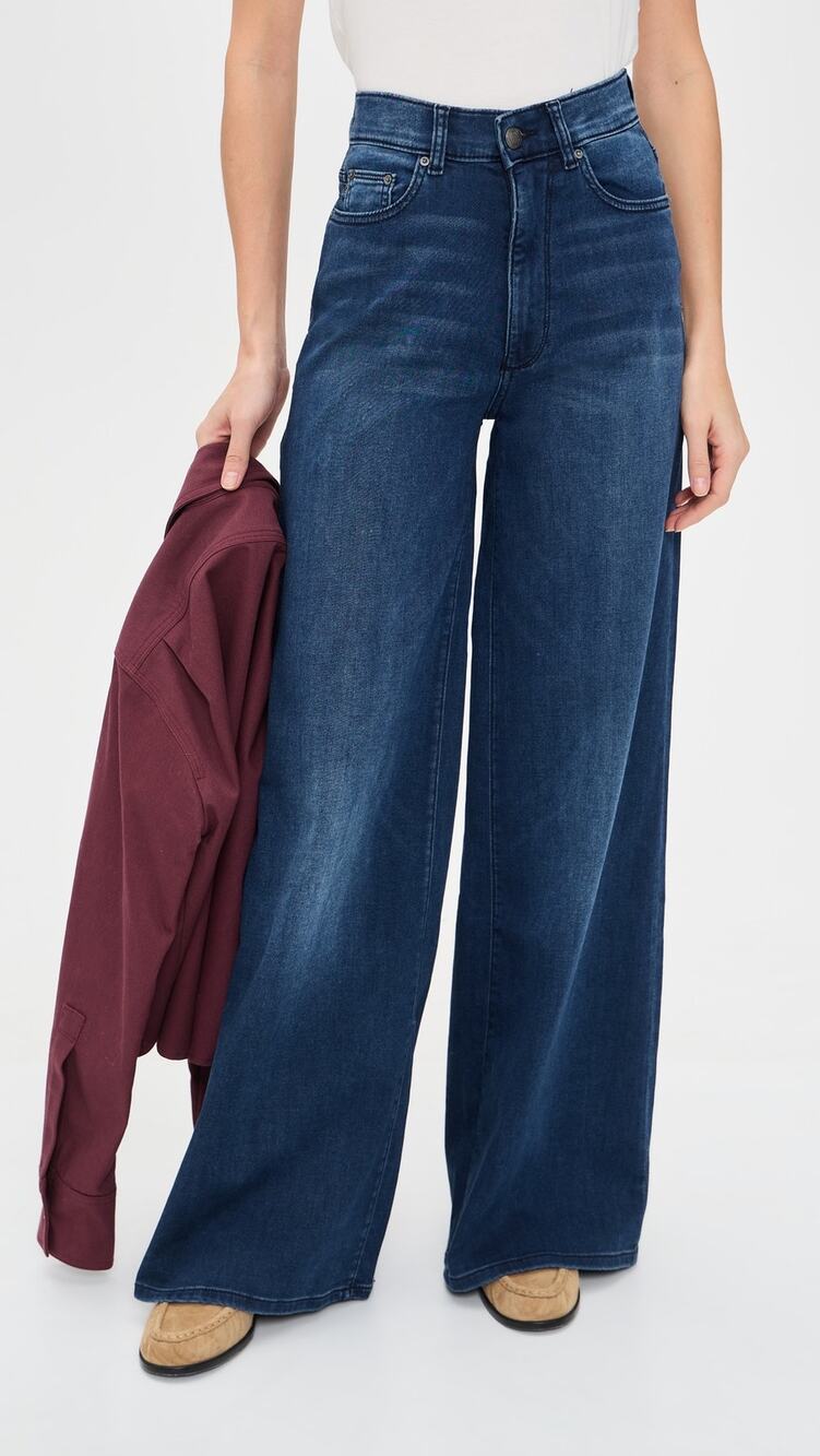 DL1961 Sz 29 DL Softwear Hepburn Wide Leg High Rise Stretch Denim Blue Jeans - Picture 1 of 5